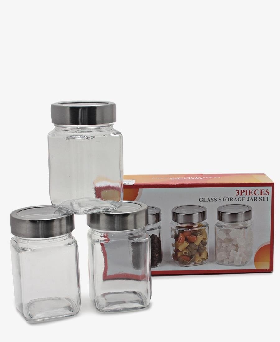 3 Piece Glass Jar  - Clear