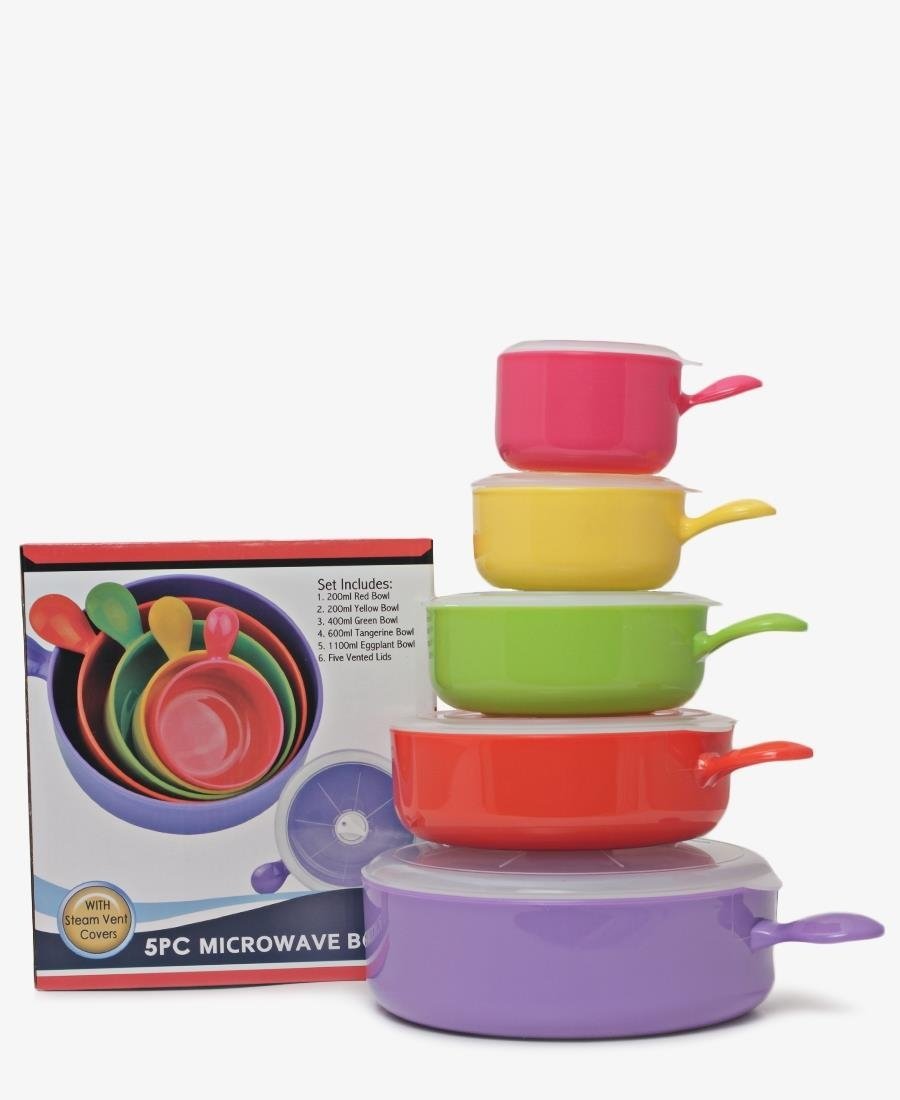5 Piece Microwave Bowls With Vented Lids - Multi