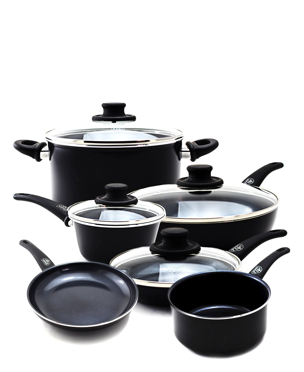 GreenPan GreenLife Diamond 14 Piece Pot Set - Black