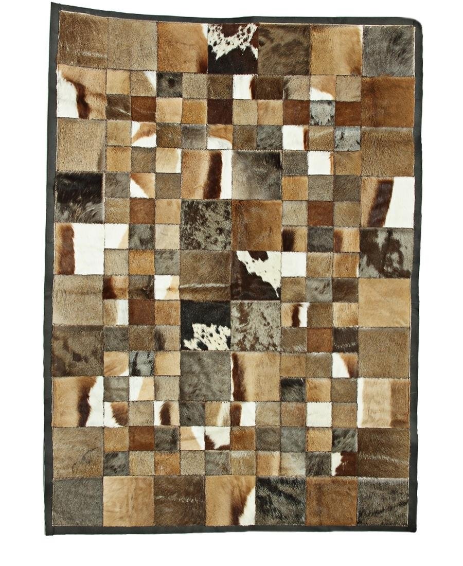 Patchwork Animal Skin Leather Mat - Brown