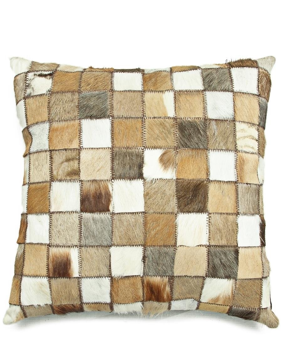 Patchwork Animal Skin Cushion - Brown