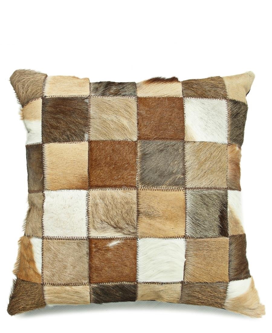 Patchwork Animal Skin Cushion - Beige