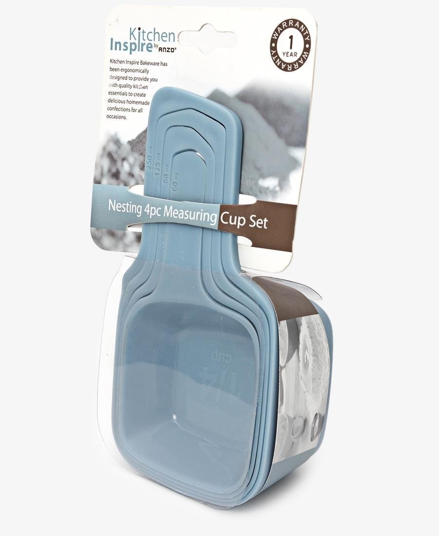 Kitchen Inspire 4 Piece Silicone Measuring Cup Set - Blue