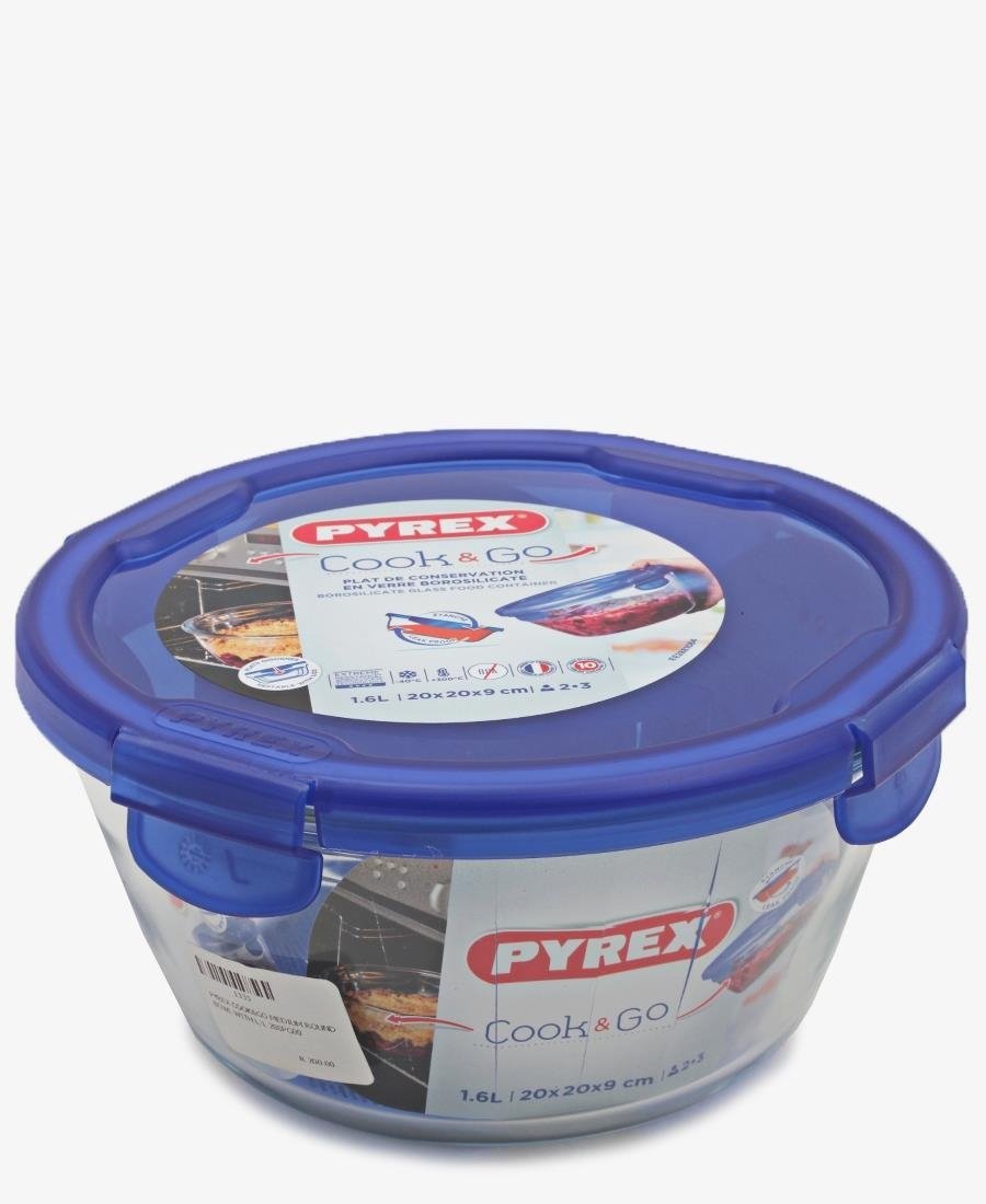 Pyrex 1.6Lt Cook&Go Round Bowl With Lid - Blue