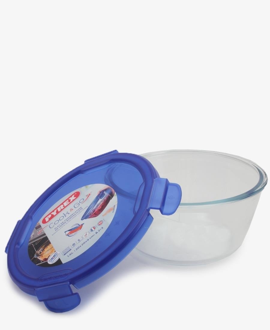 Pyrex 1.6Lt Cook&Go Round Bowl With Lid - Blue