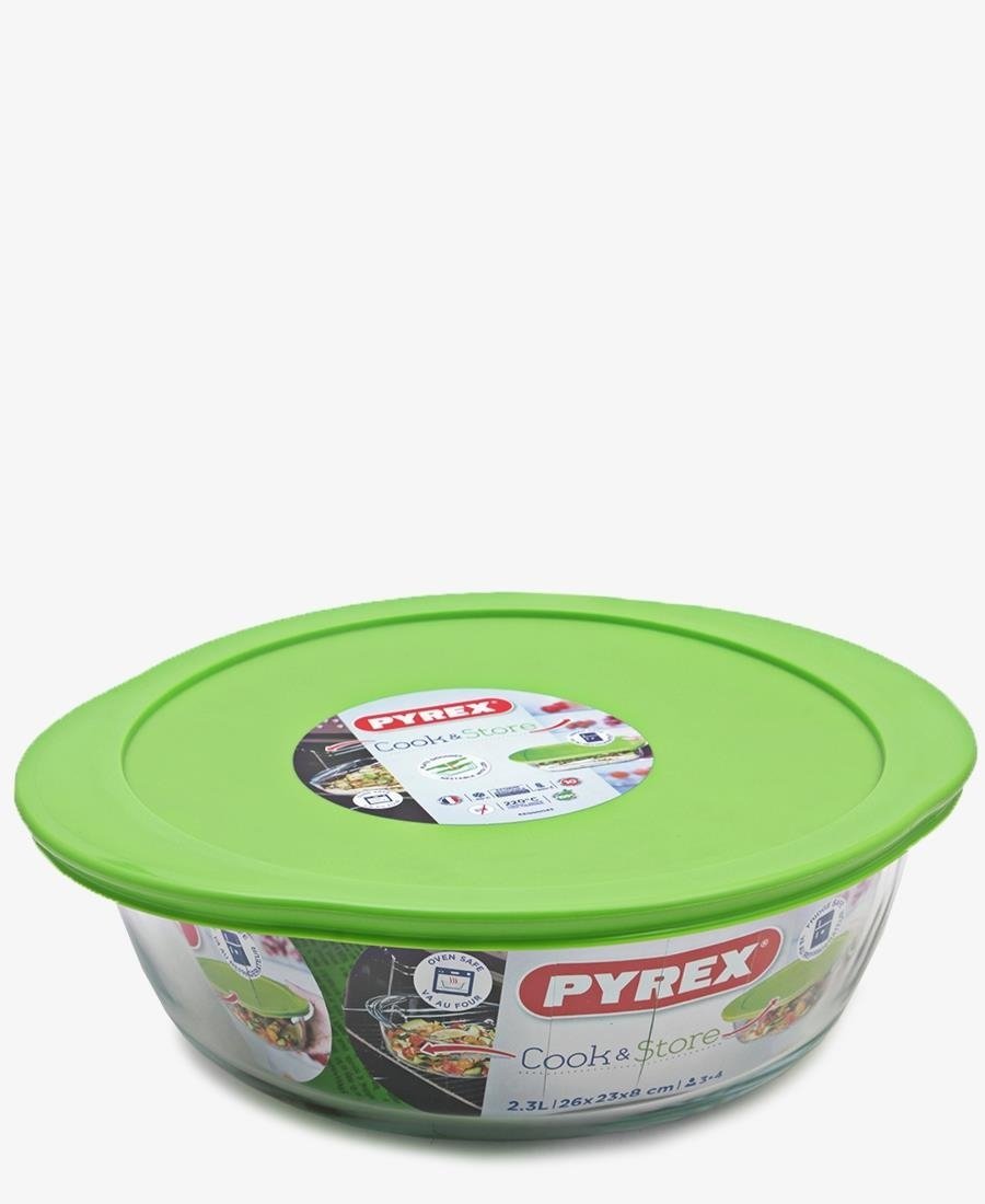 Pyrex 1.7Lt Round Dish With Lid - Green