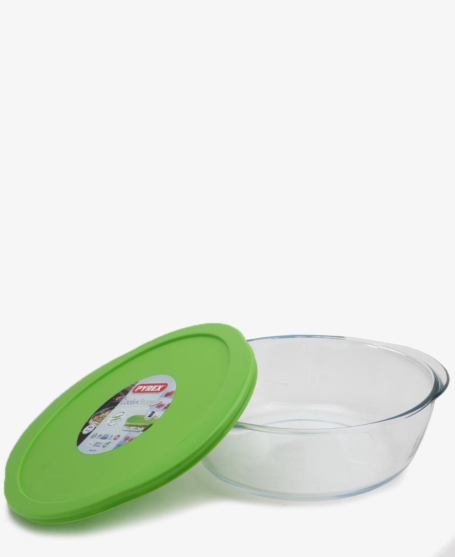 Pyrex 1.7Lt Round Dish With Lid - Green