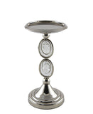 Majestic Candle Holder Crystal Pillar - Silver