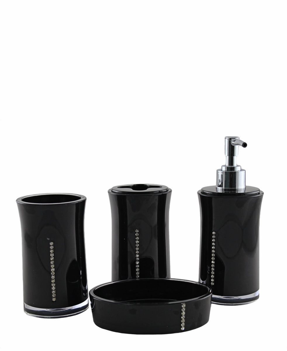Bath Series Bathroom Set 4 Piece - Black