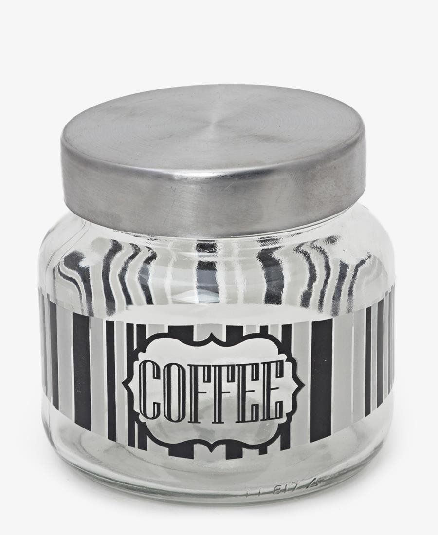 Glass Coffee Jar - Silver