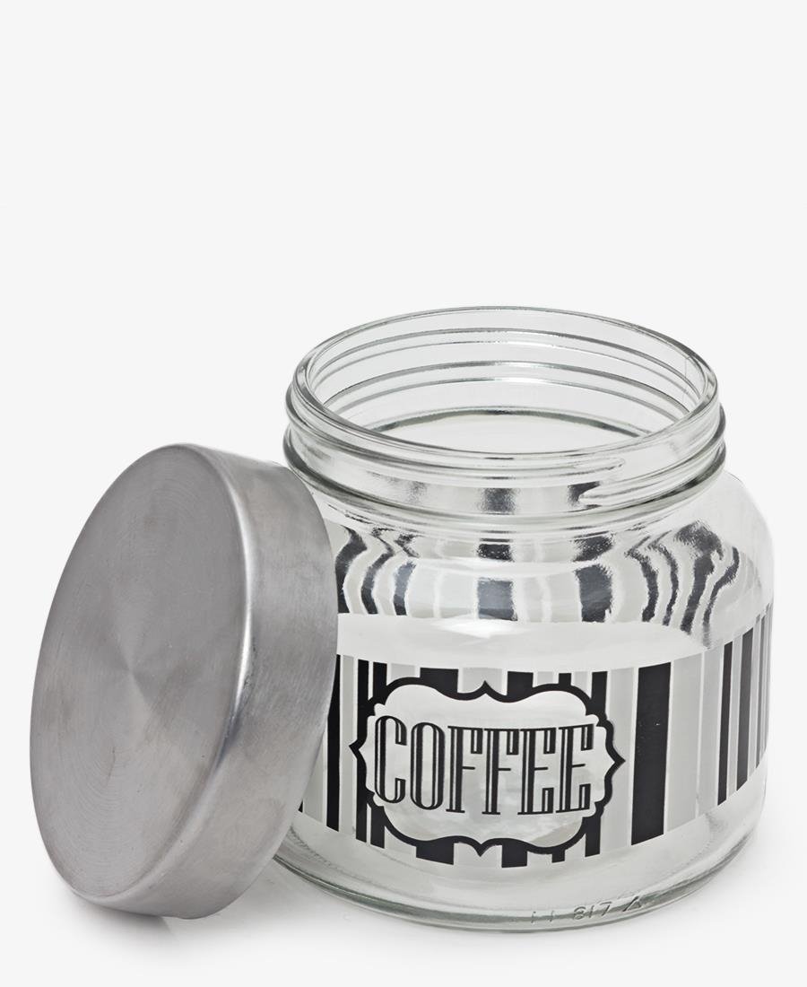 Glass Coffee Jar - Silver