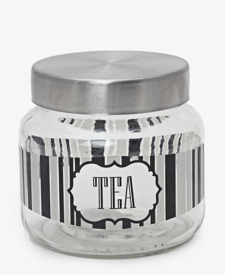 Glass Tea Jar - Silver