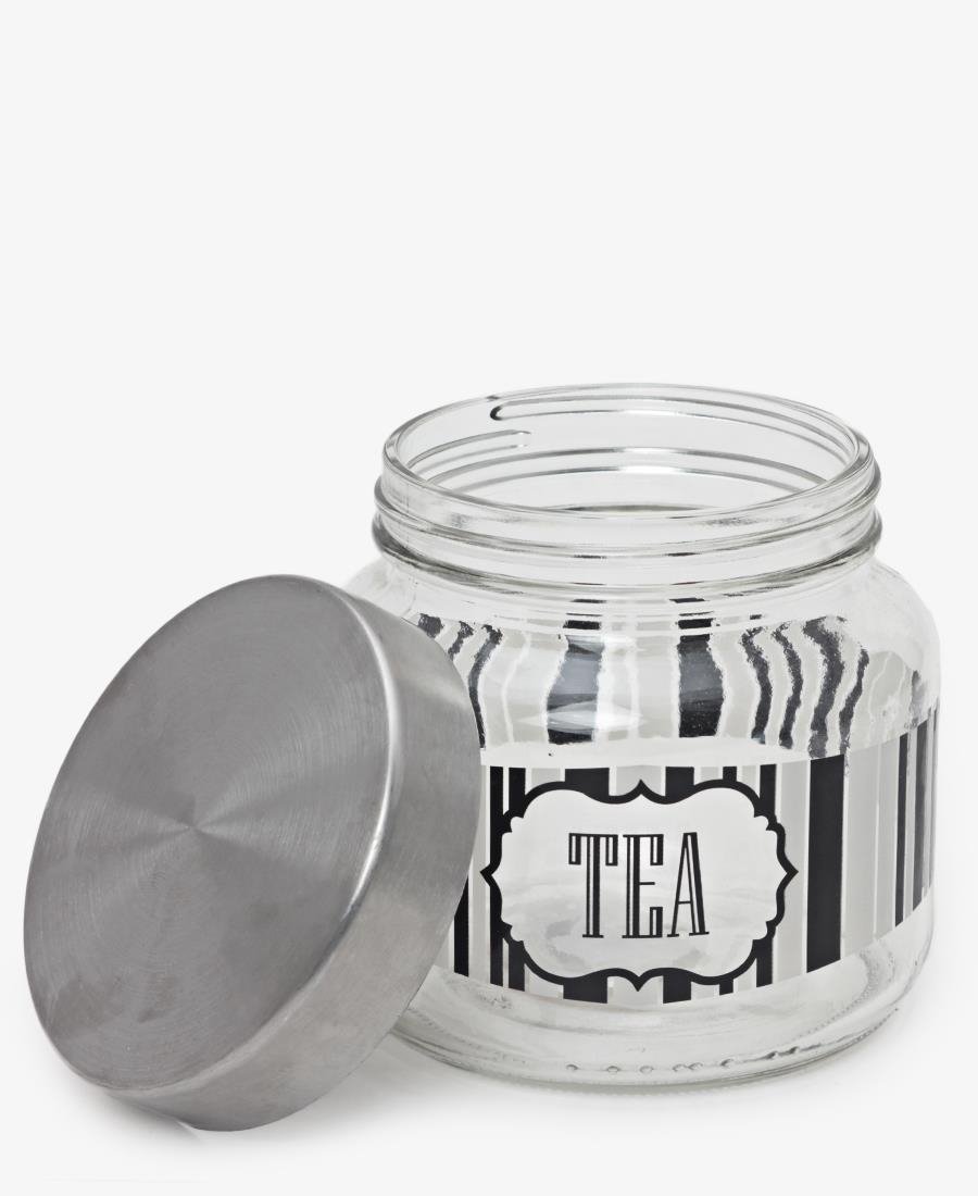 Glass Tea Jar - Silver