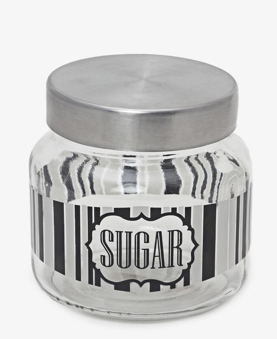 Glass Sugar Jar - Silver