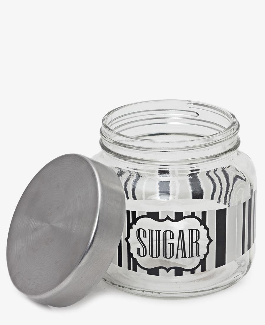 Glass Sugar Jar - Silver