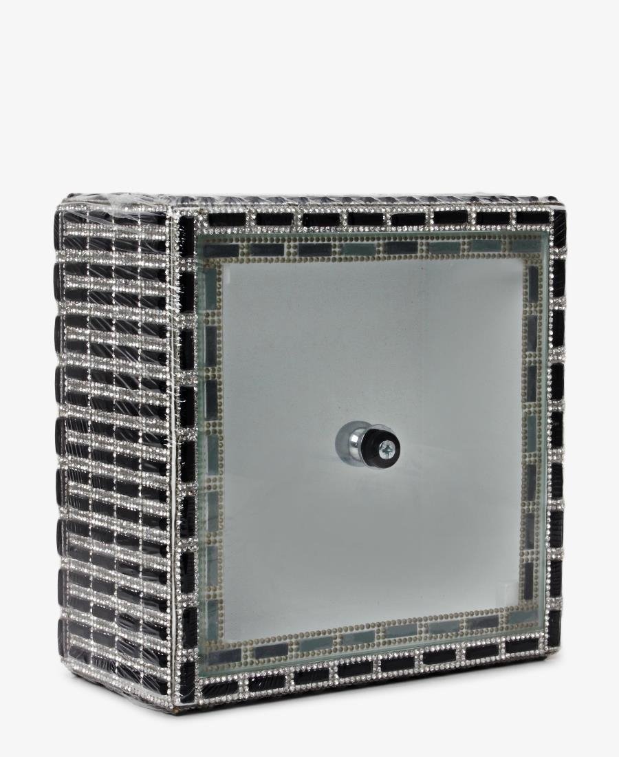 Wooden Storage Box With Glass Lid - Silver