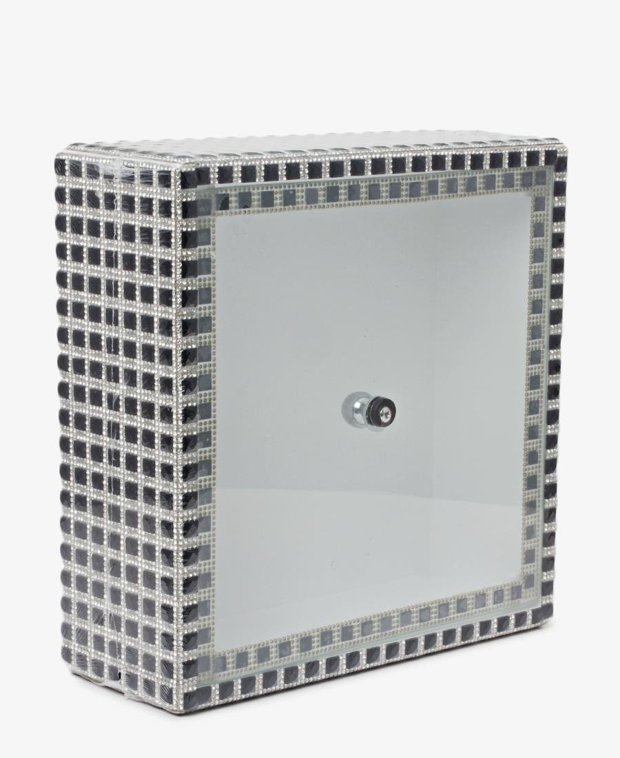 Wooden Storage Box With Glass Lid - Black