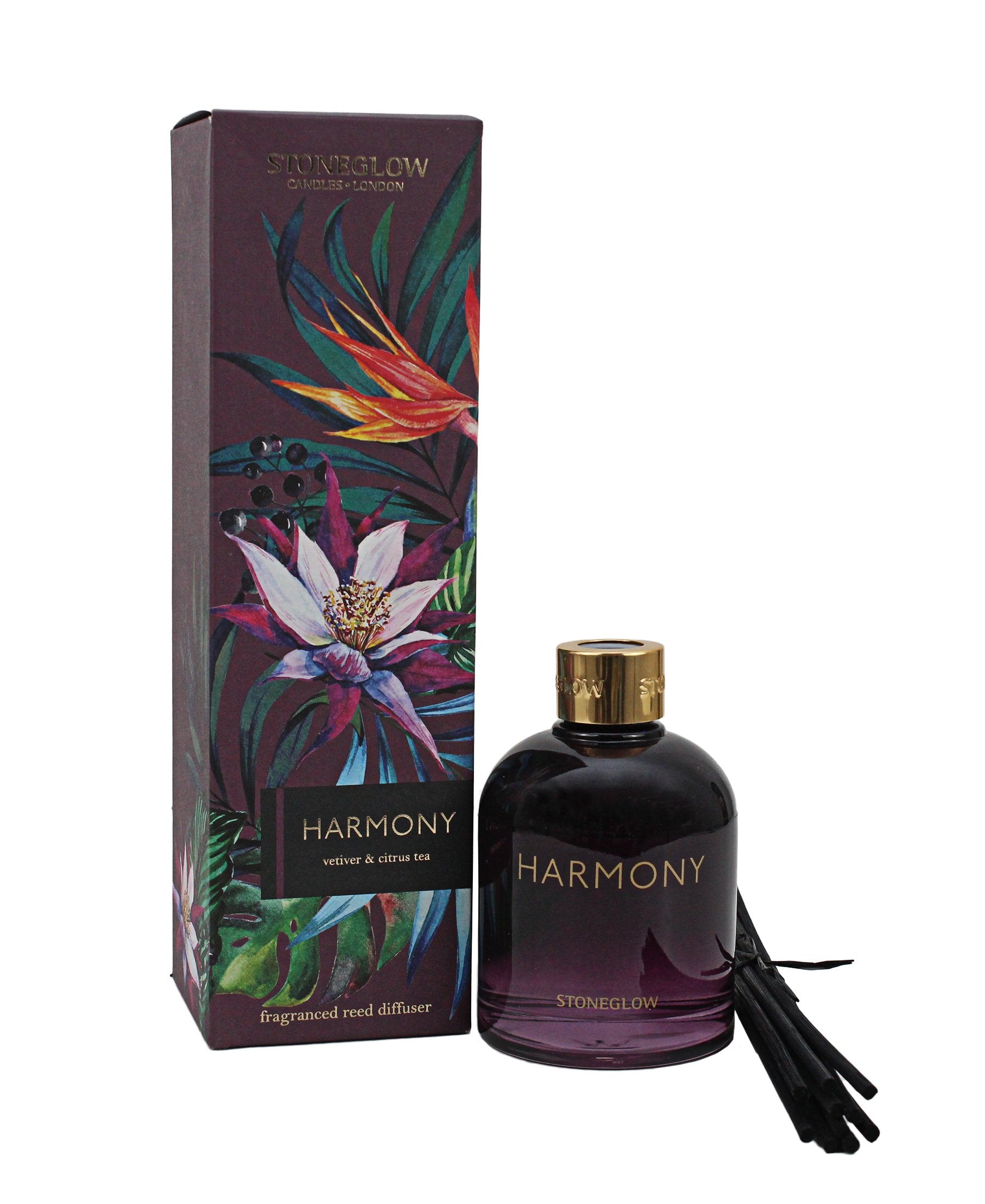 Stoneglow Harmony Vetiver & Citrus Tea Reed Diffuser - Purple