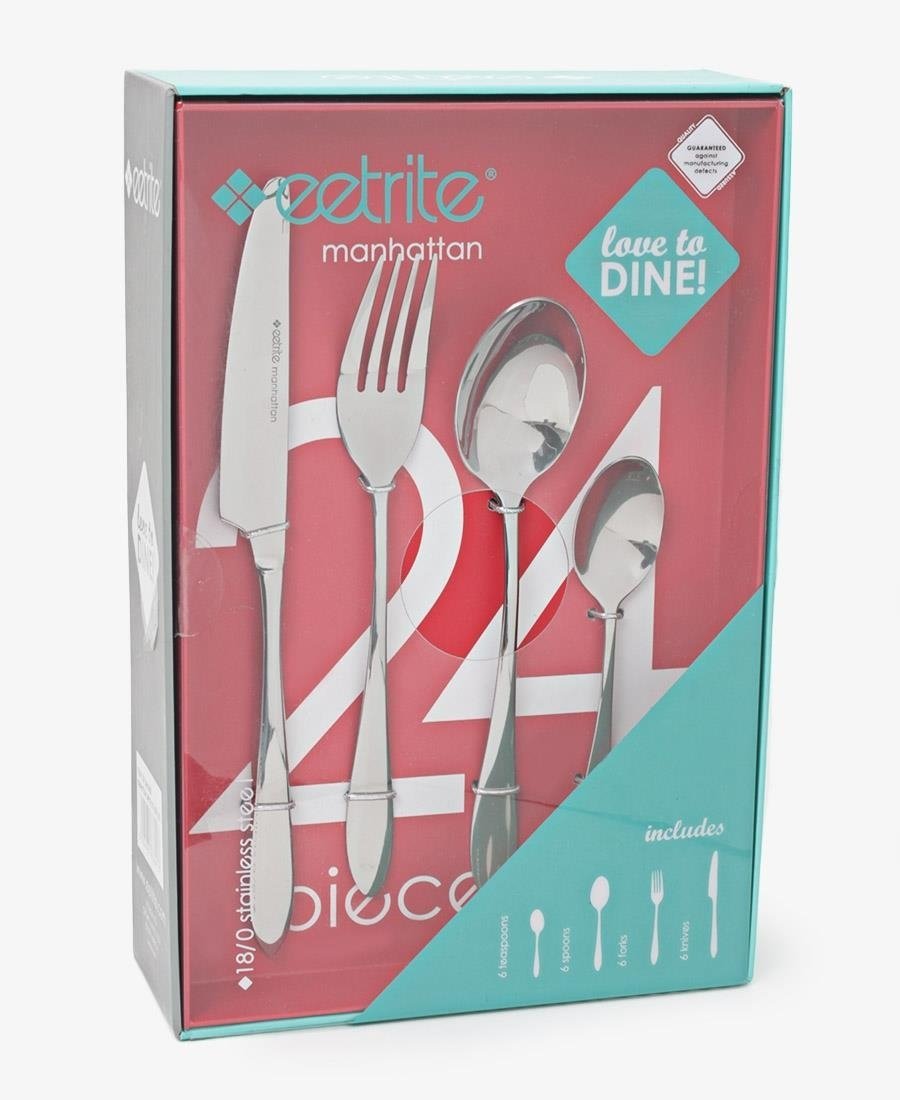 Eetrite 24 Piece Manhattan Cutlery Set - Silver
