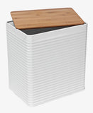Air Tight Storage Box With Wooden Lid - White