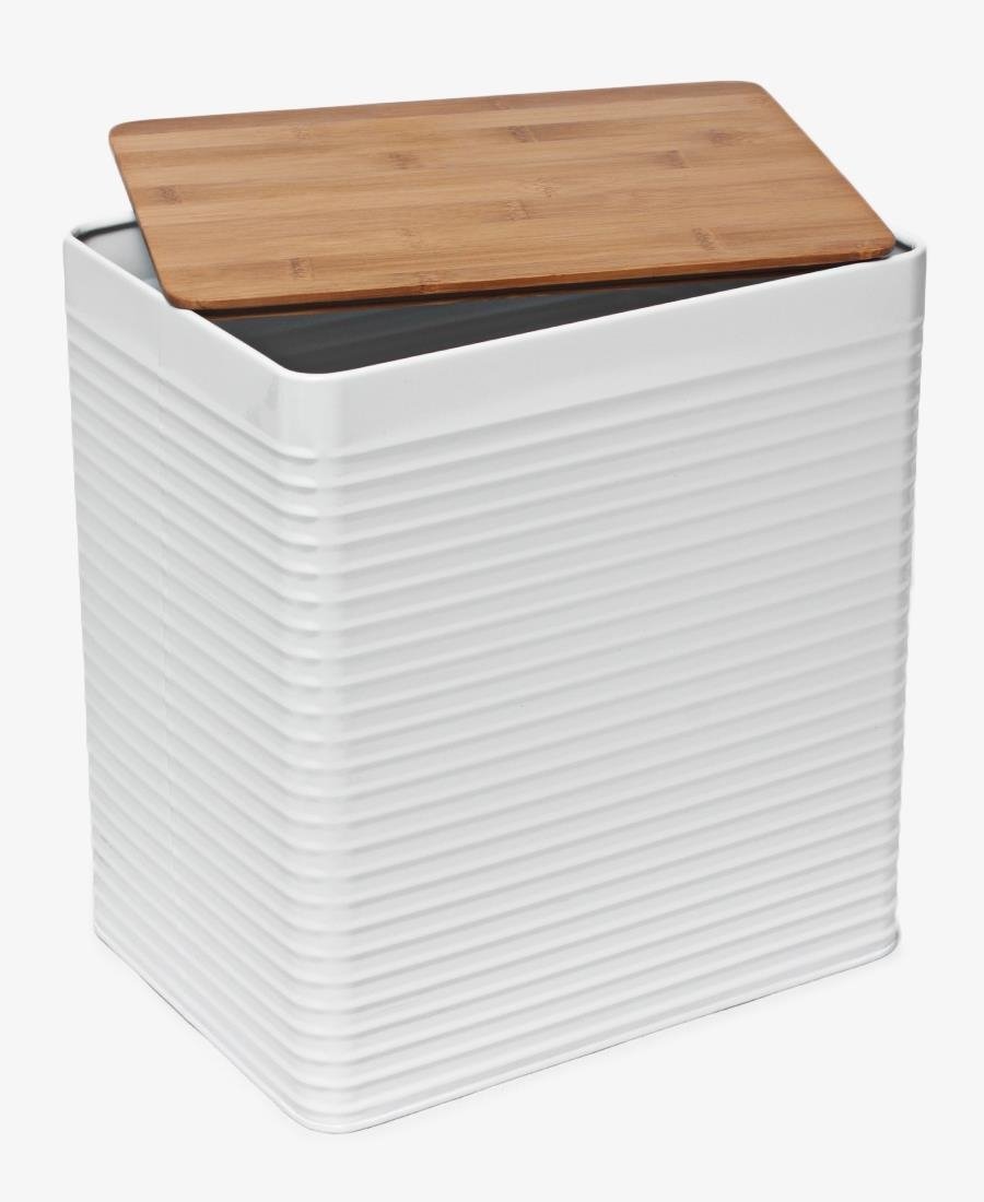 Air Tight Storage Box With Wooden Lid - White