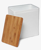 Air Tight Storage Box With Wooden Lid - White
