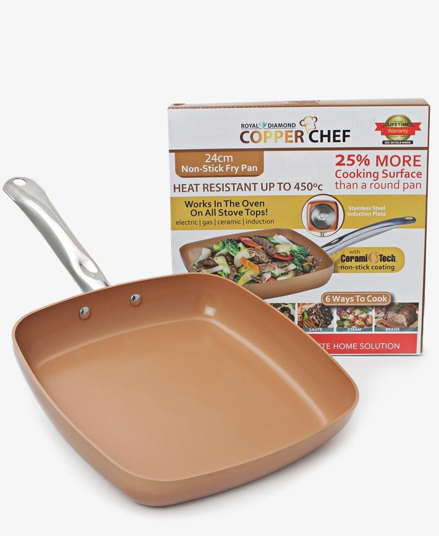 Copper Chef 24cm Non Stick Square Pan - Choc
