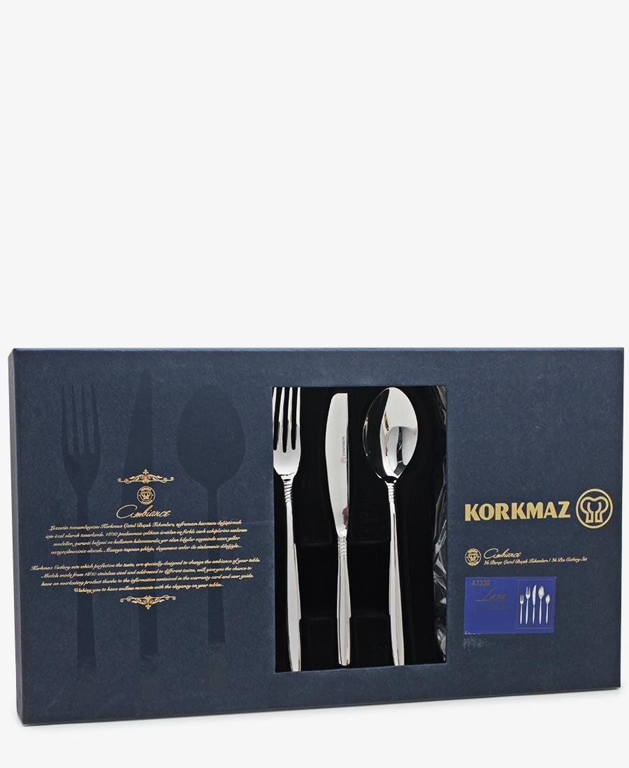 Korkmaz 36 Piece Lara Cutlery Set - Silver