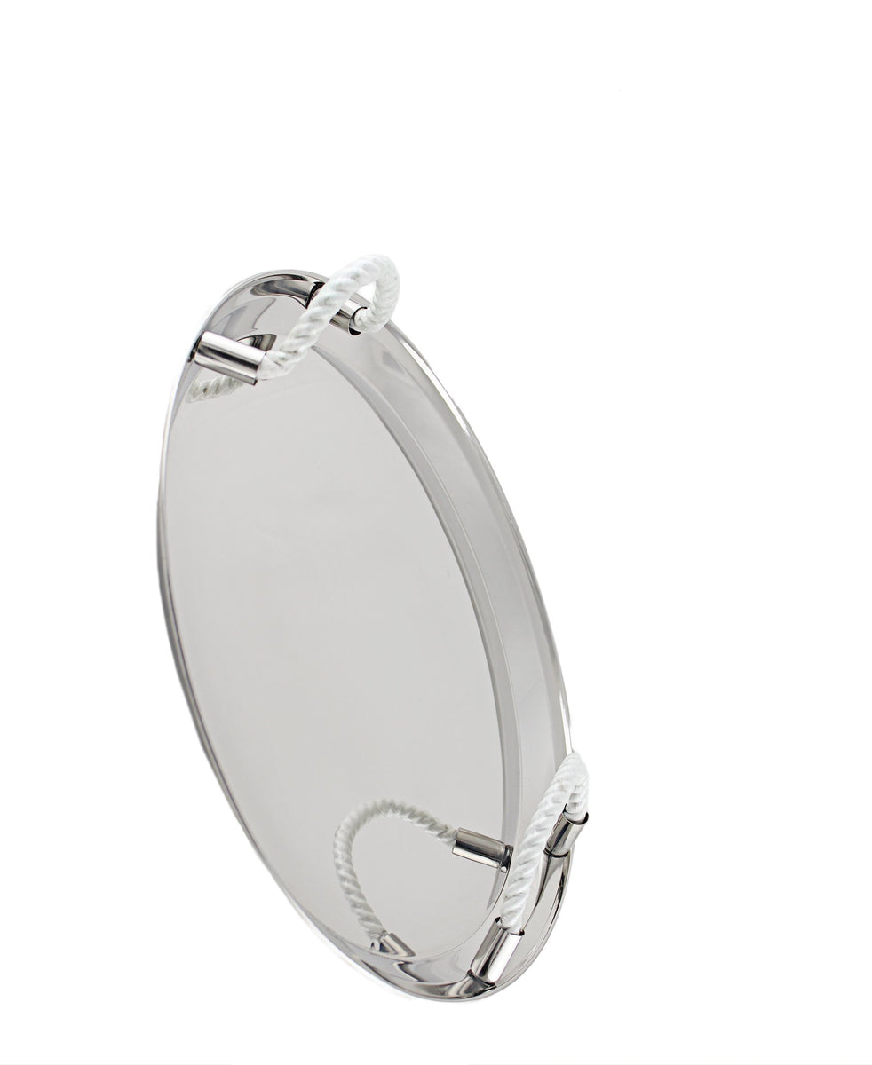 Serving Tray With Rope - Silver