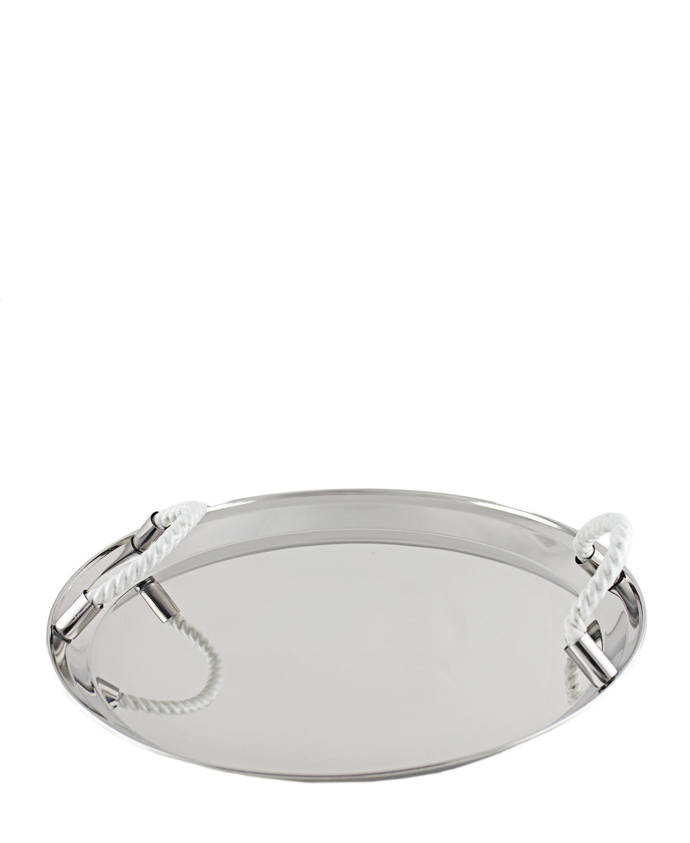 Serving Tray With Rope - Silver
