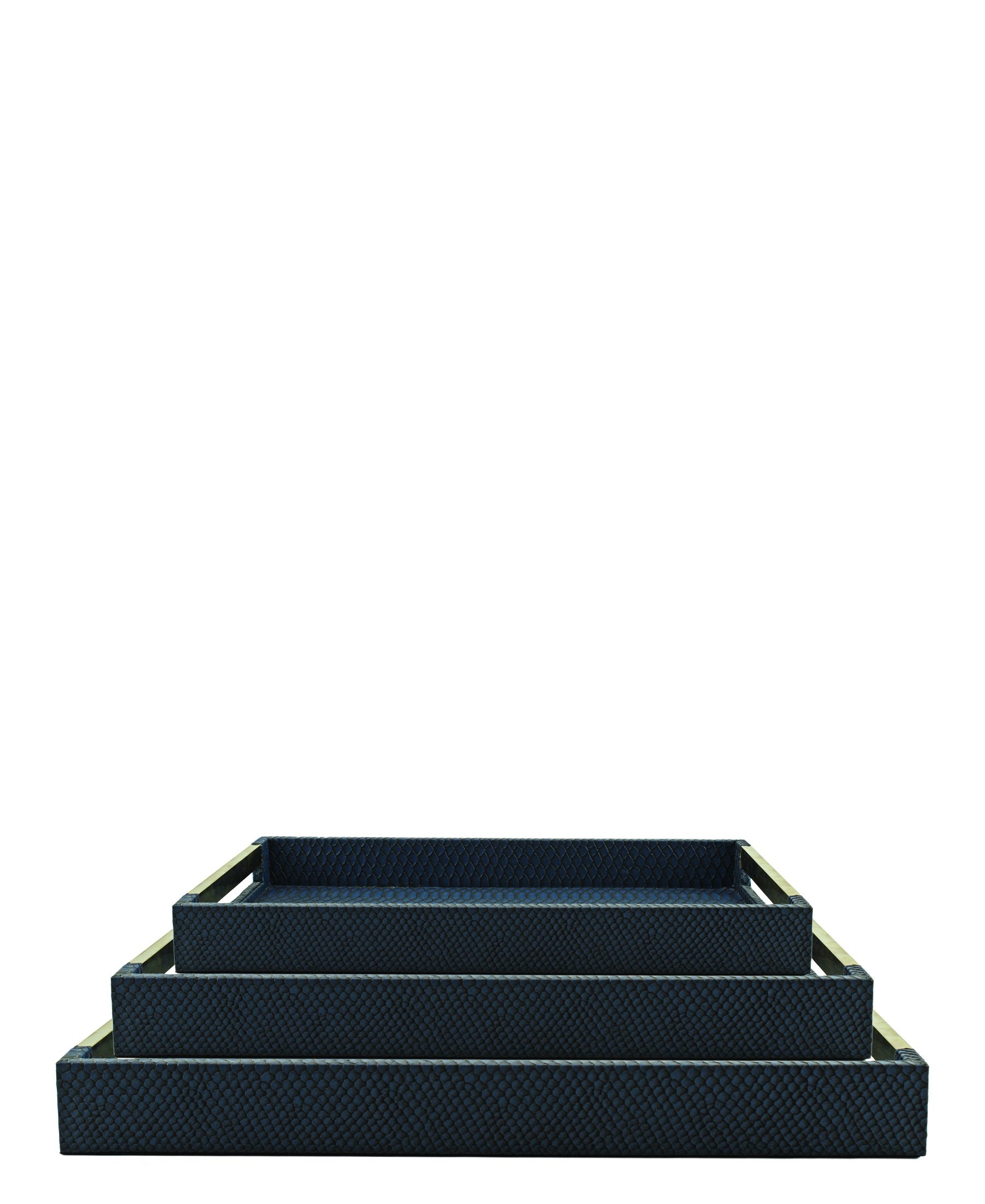 Spaces & Places Shagreen Tray 3 Piece - Blue
