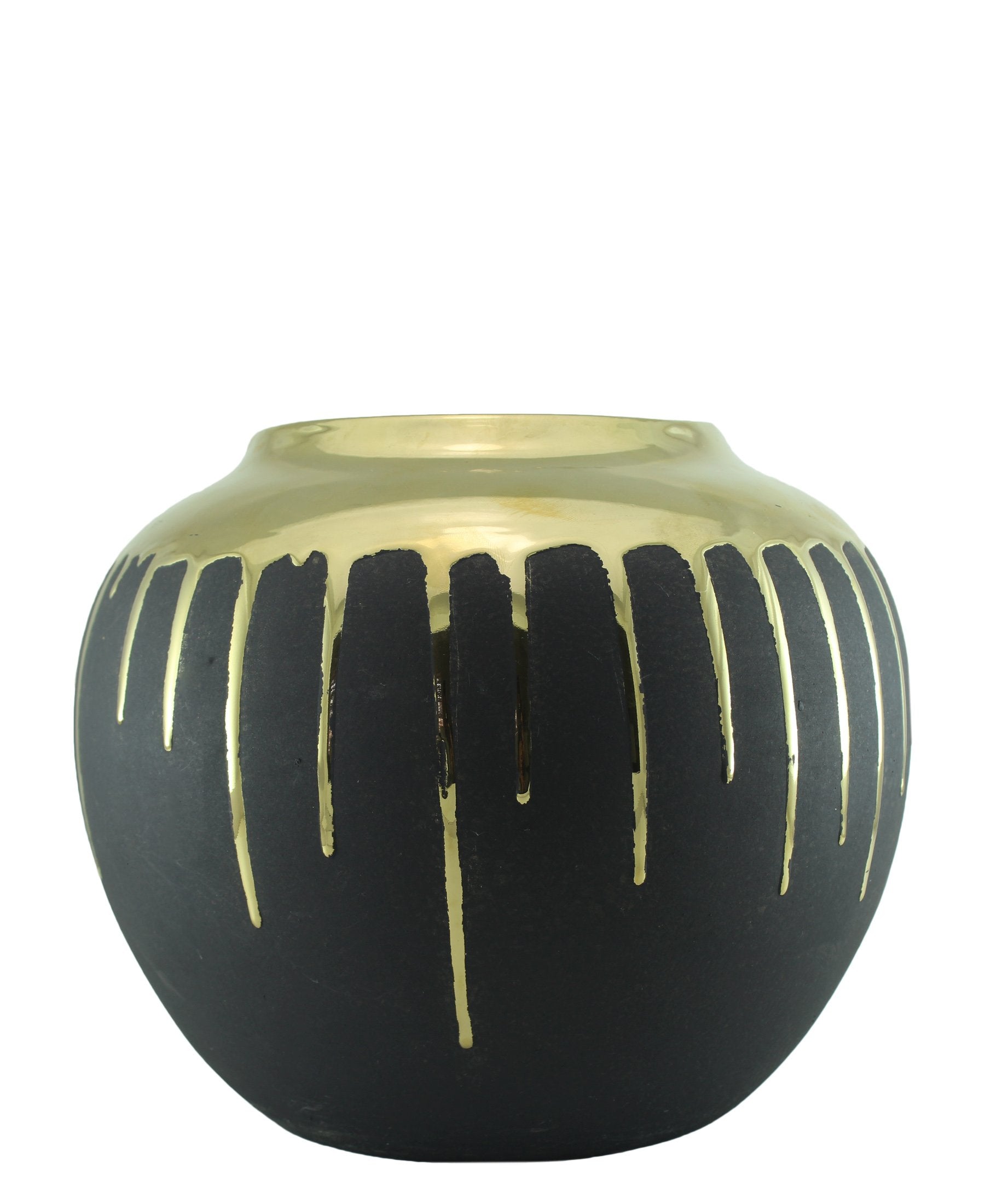 Spaces & Places Gold Drip Vase - Black