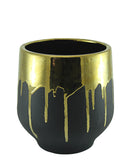 Spaces & Places Gold Drip Short Vase - Black