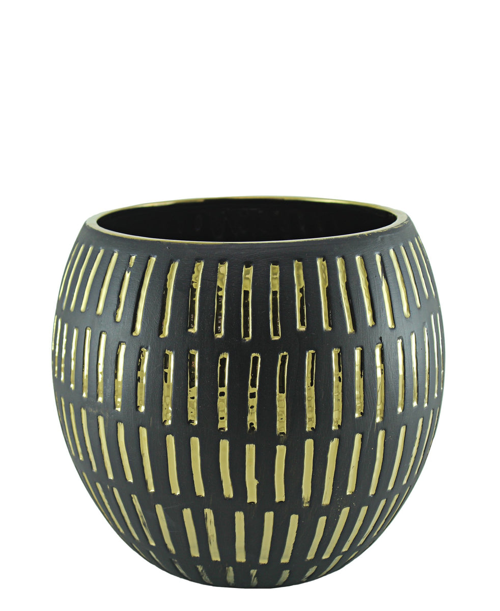 Spaces & Places Gold Drip Medium Vase - Black