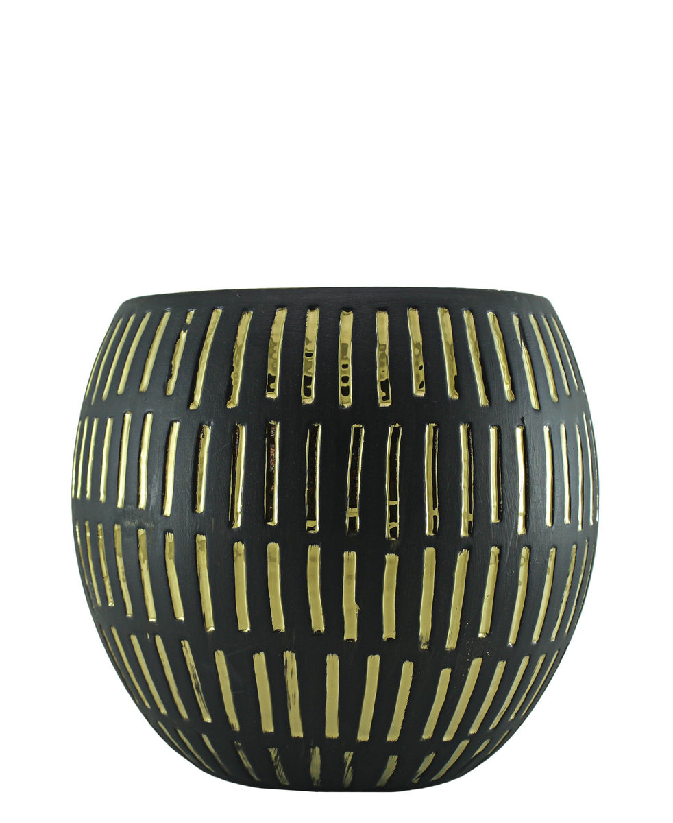 Spaces & Places Gold Drip Medium Vase - Black