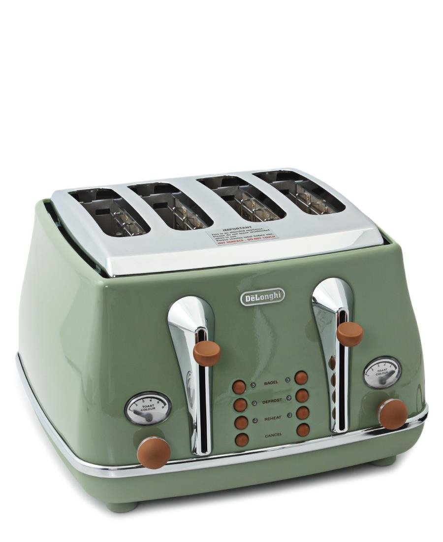 DeLonghi 4 Slice Toaster - Olive