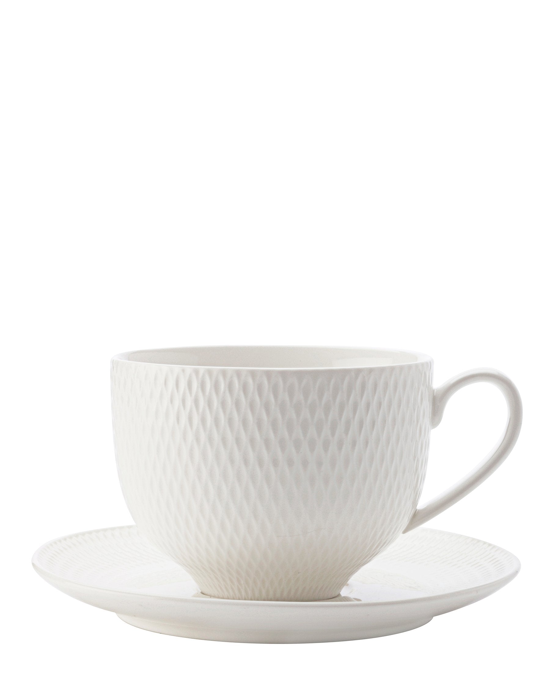 Diamond Cup and Saucer Set - White