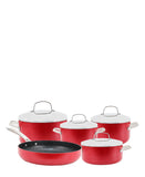 Korkmaz Zeta Plus 9 Piece Cookware Set - Red