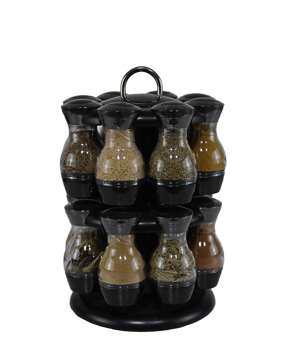 Spice Rack 16 Bottles - Black