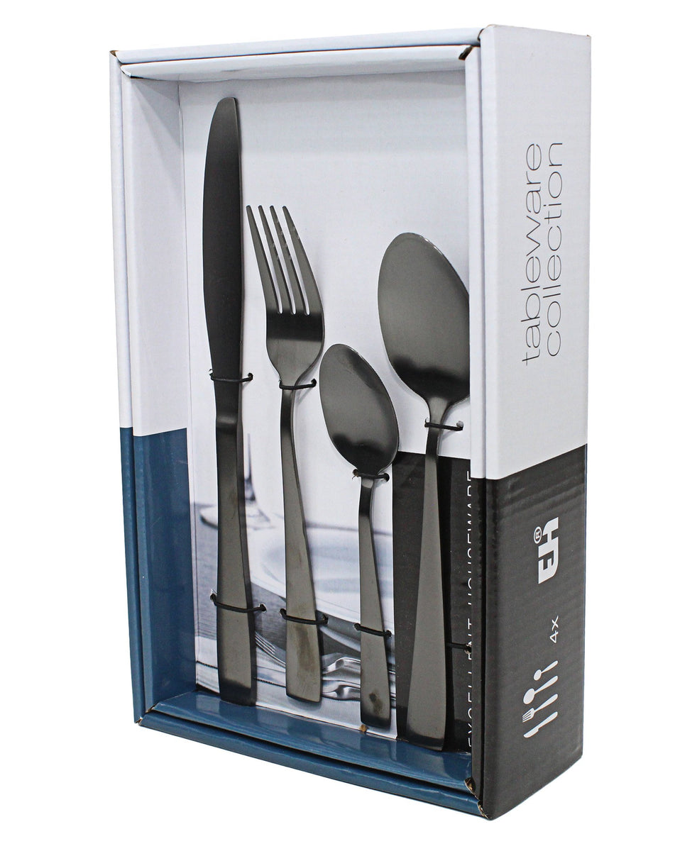 16 Piece Cutlery Set - Black
